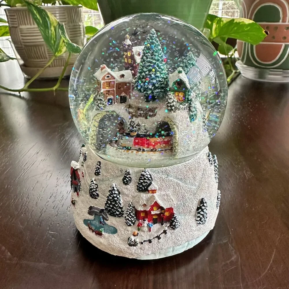 Glitterdome Musical Village Snow Globe Roman Inc 